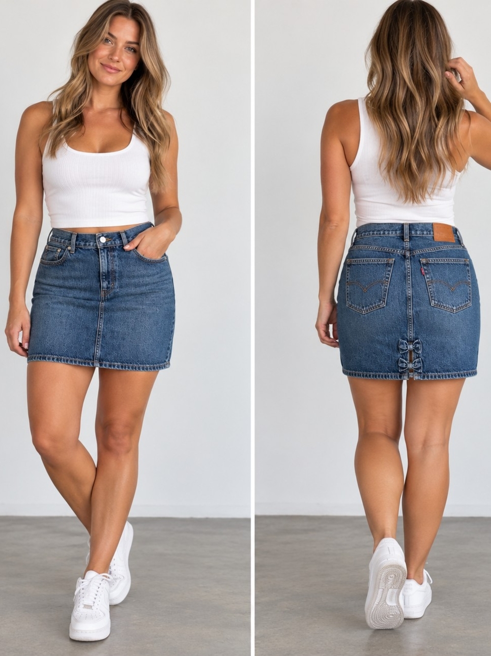 Levi's Blue Denim Mini Skirt with Back Lace-Up Detail
